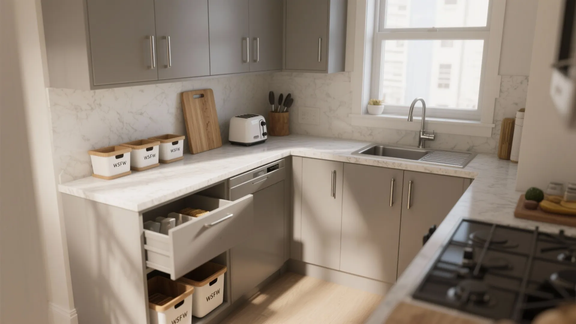 L-Shaped Layout to Free Counter Space