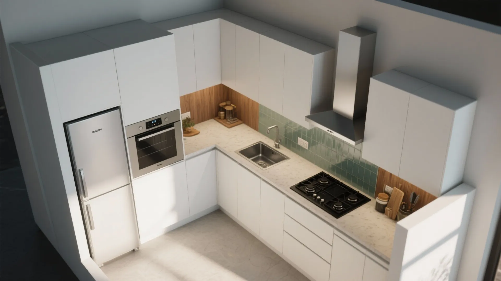 L-Shaped Small Kitchen Flow