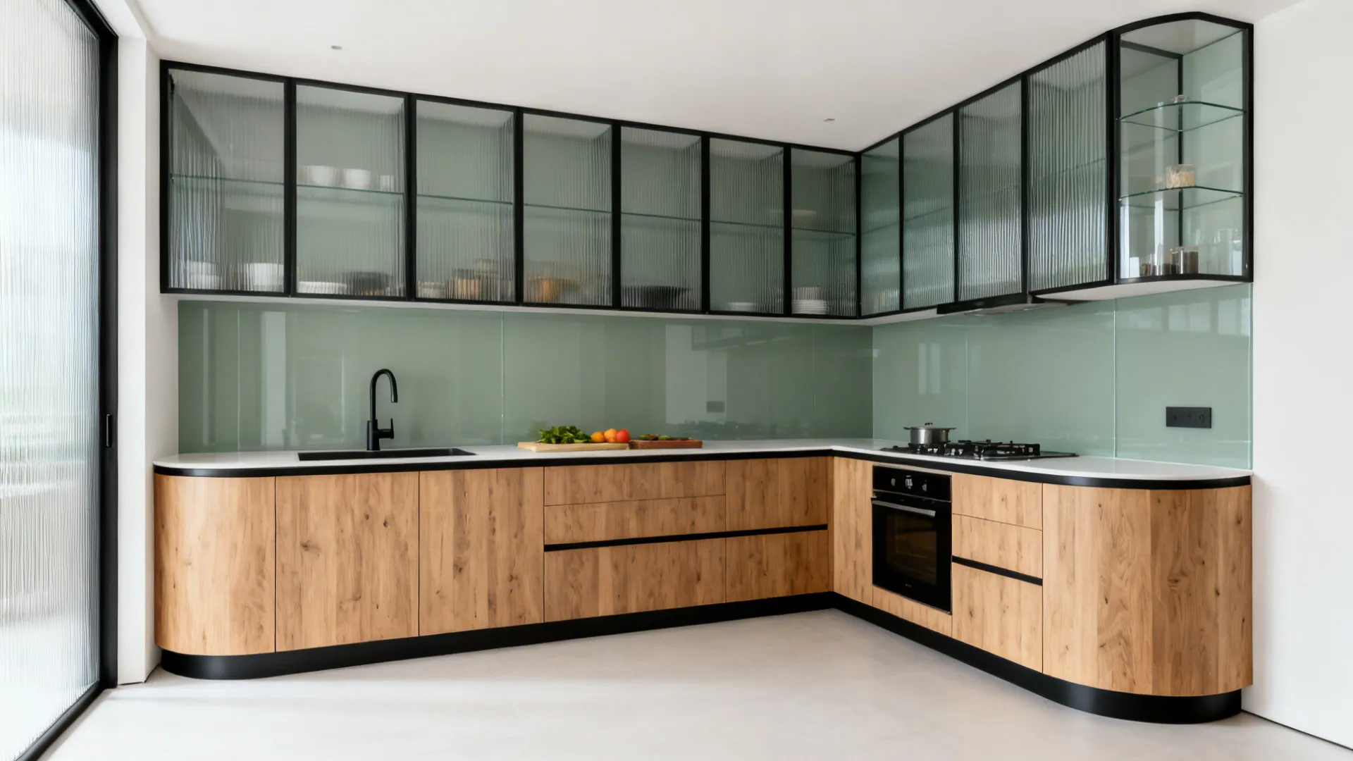 L-Shaped Layout with Glass Accents