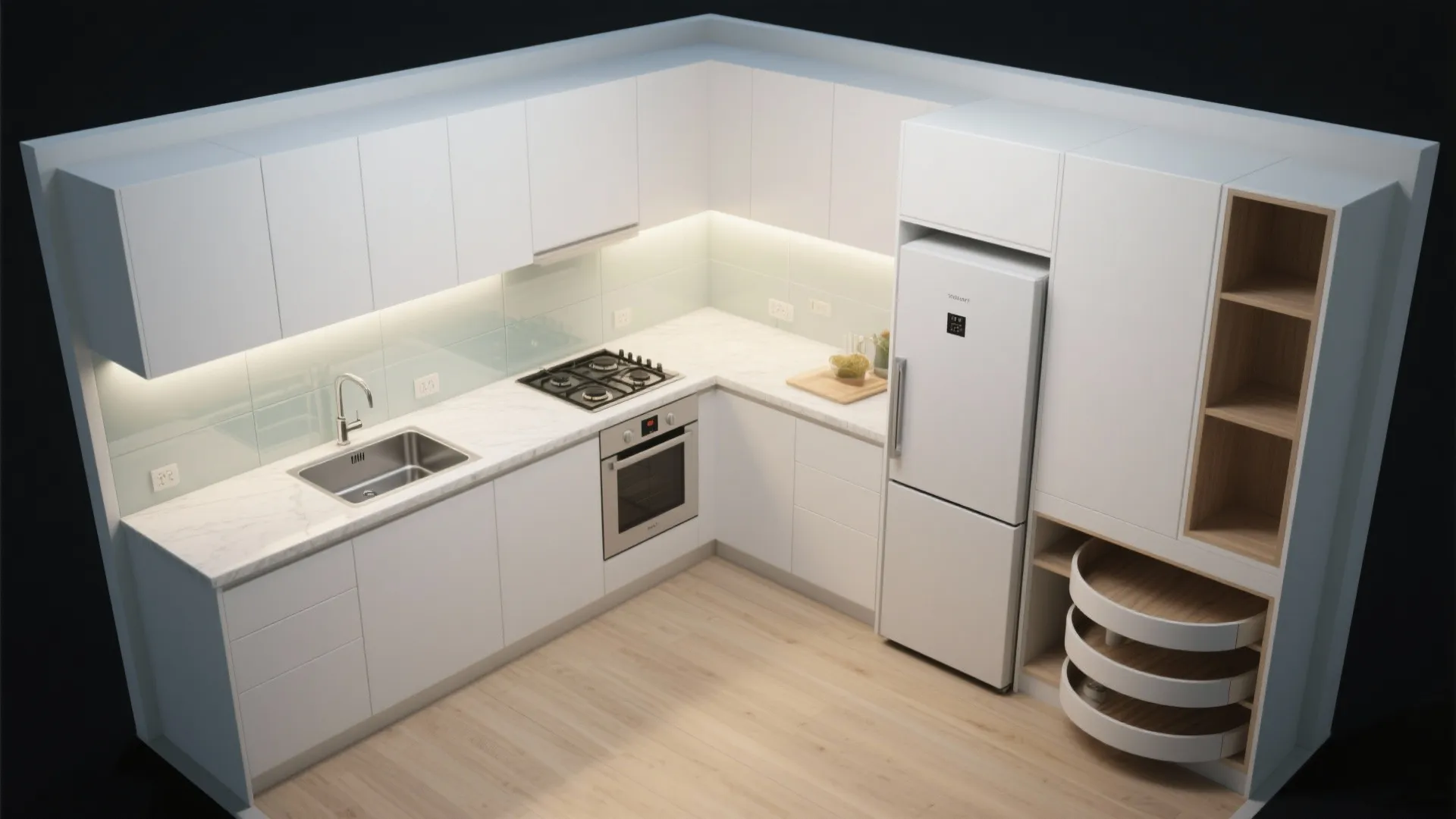 Smart L-Shaped Small Kitchen Layout