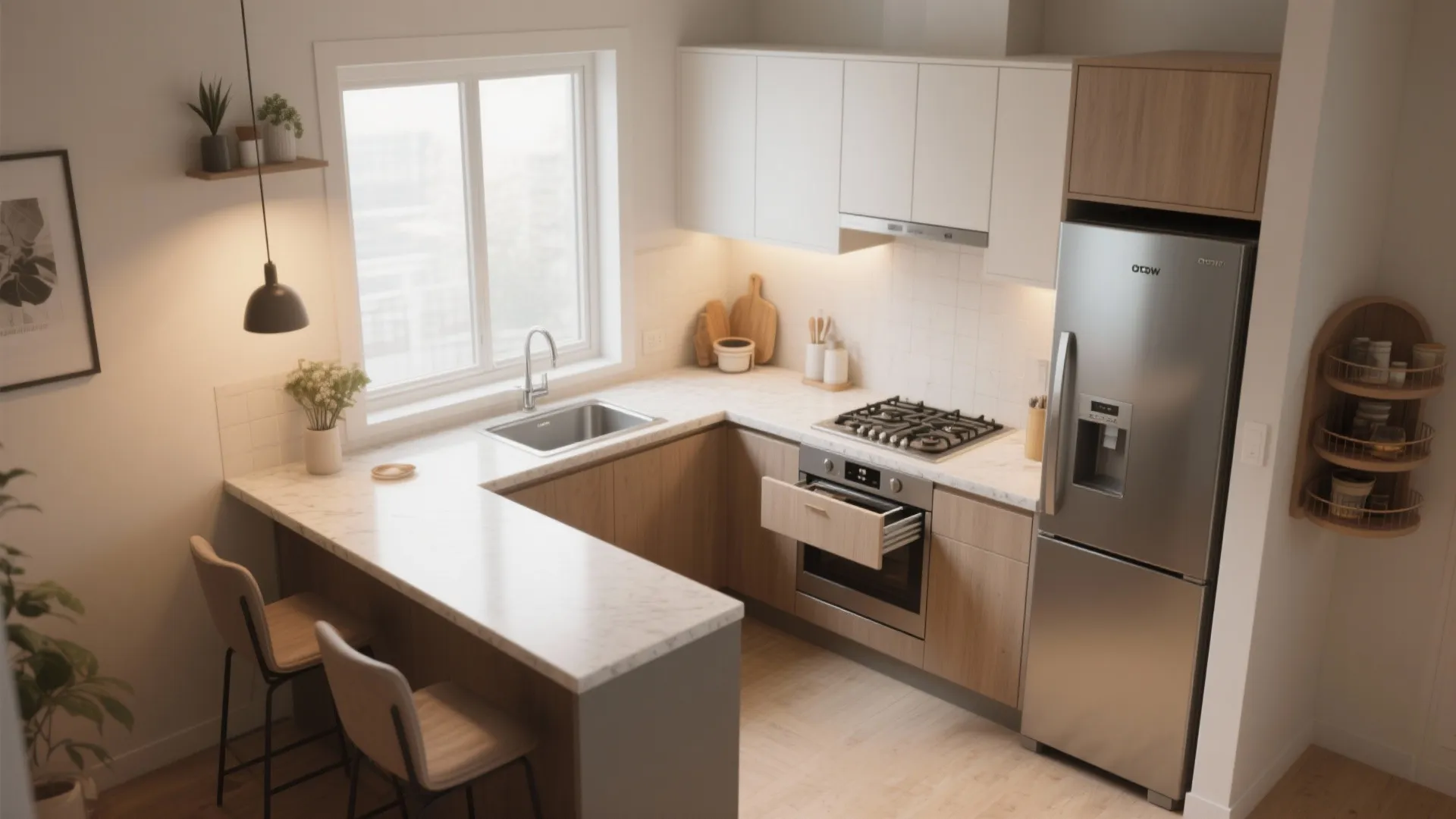 L-Shaped Small Kitchen Layout