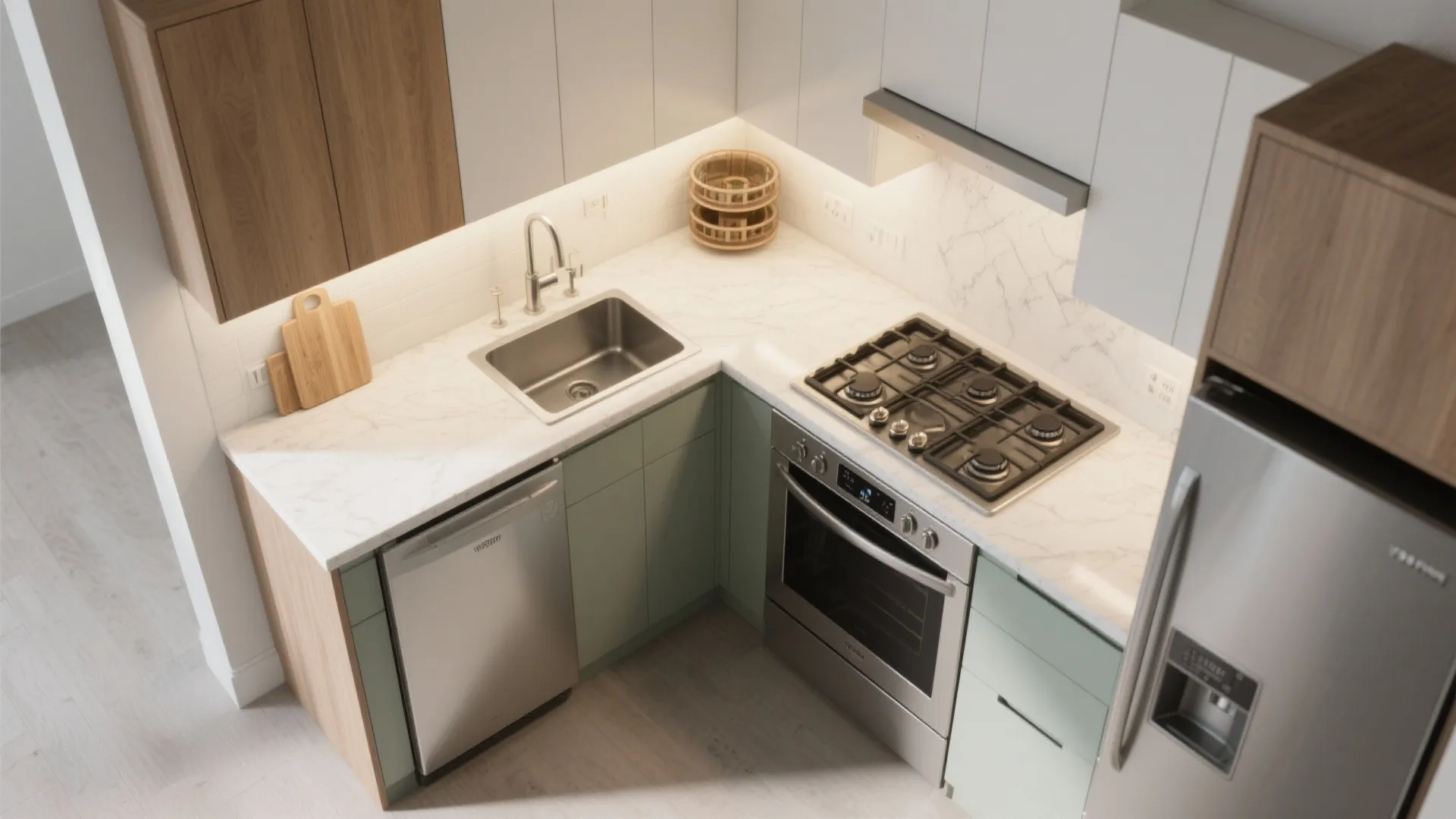 L-Shaped Kitchen Layout to Maximize Flow