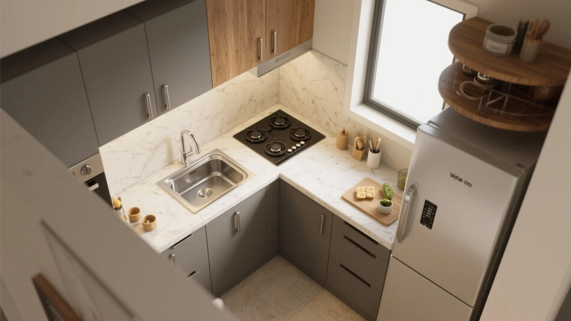 L-Shaped Micro-Kitchen With a Real Workflow