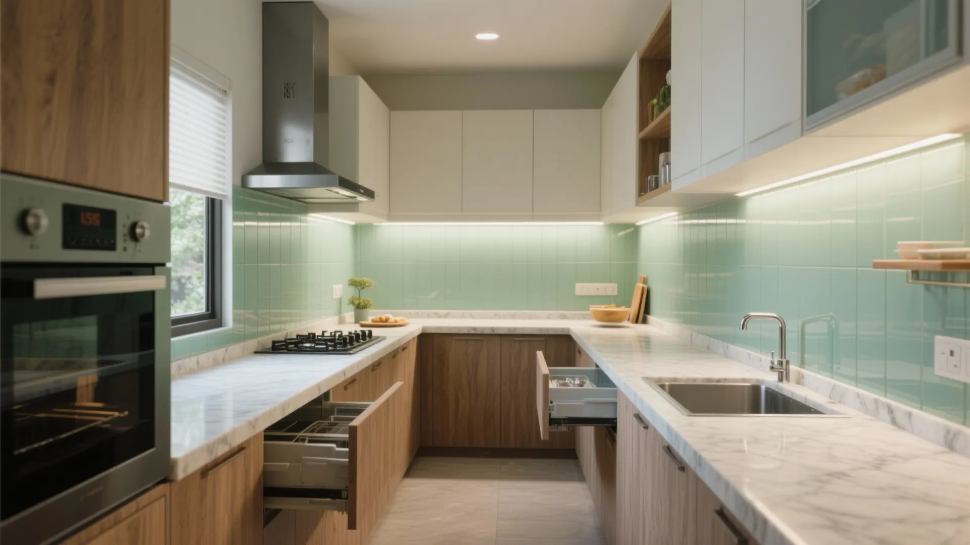 L-Shaped Kitchen That Frees Countertop Space