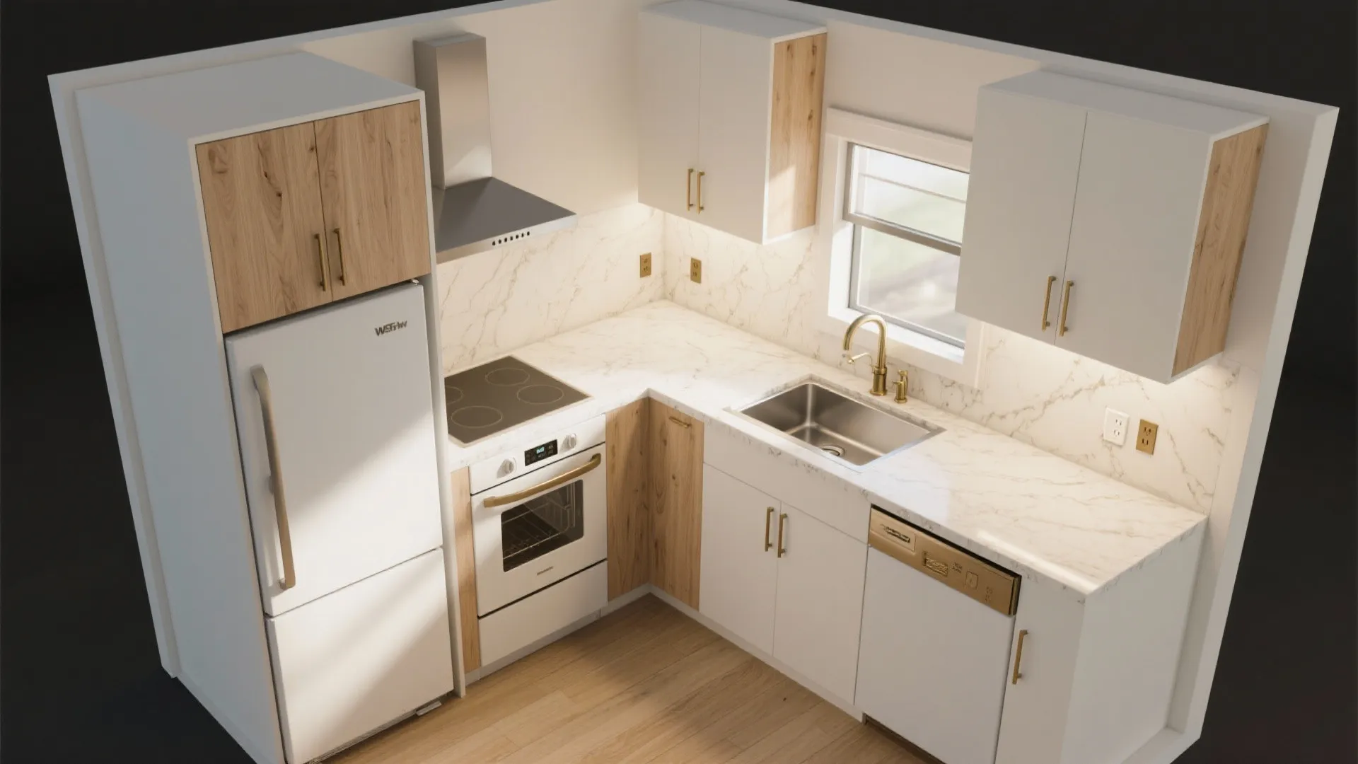 L-Shaped Micro-Kitchens with Integrated Appliances