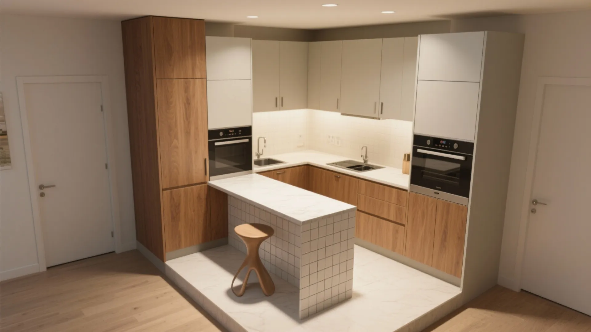 L-Shaped Compact Kitchen Layout