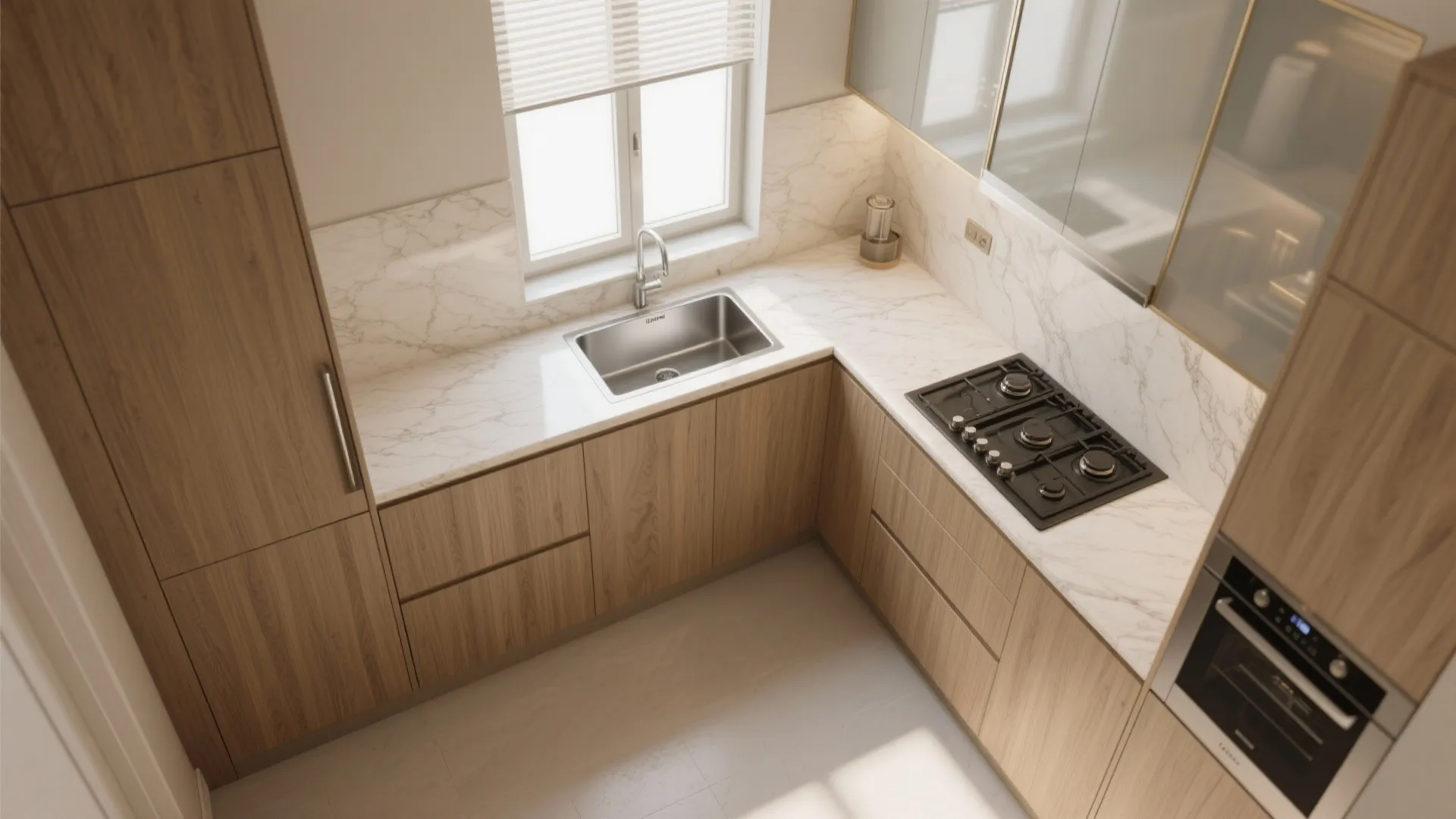 L-Shaped Layout That Frees Counter Space