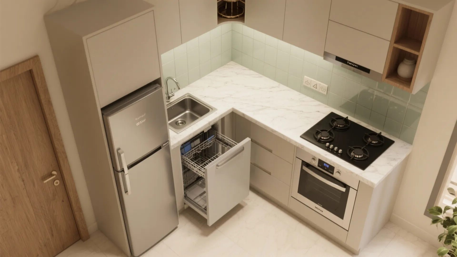 L-shaped small kitchen layout to unlock workflow