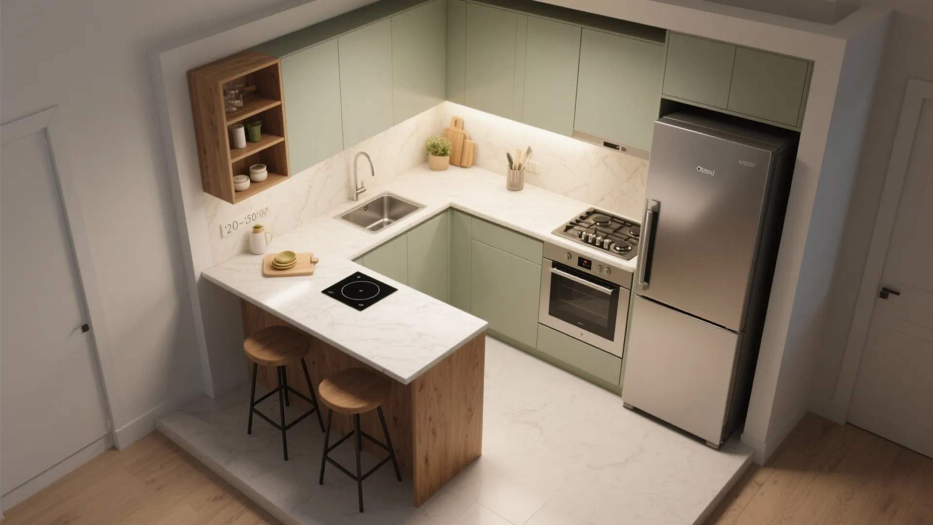 L-Shaped Small Kitchen Layout