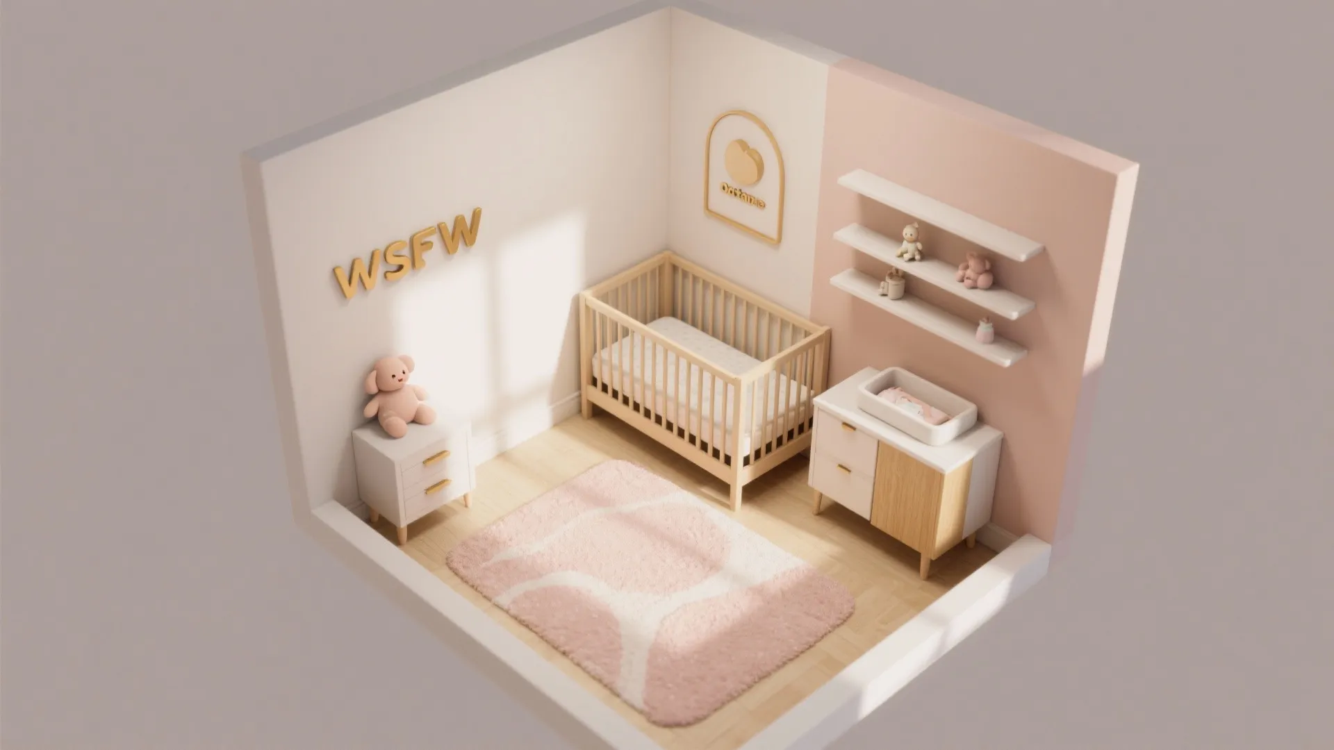 L-Shaped Mini Layout for Crib + Changing Station