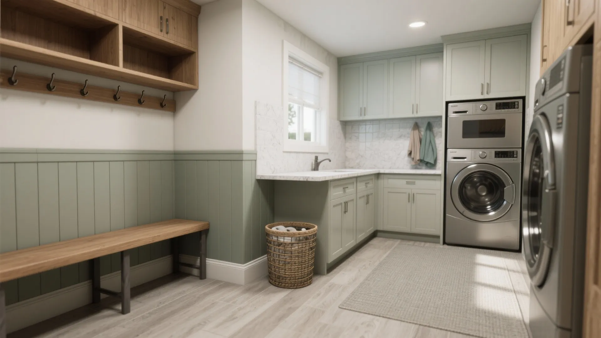 L-shaped utility flow with a drop zone and folding counter