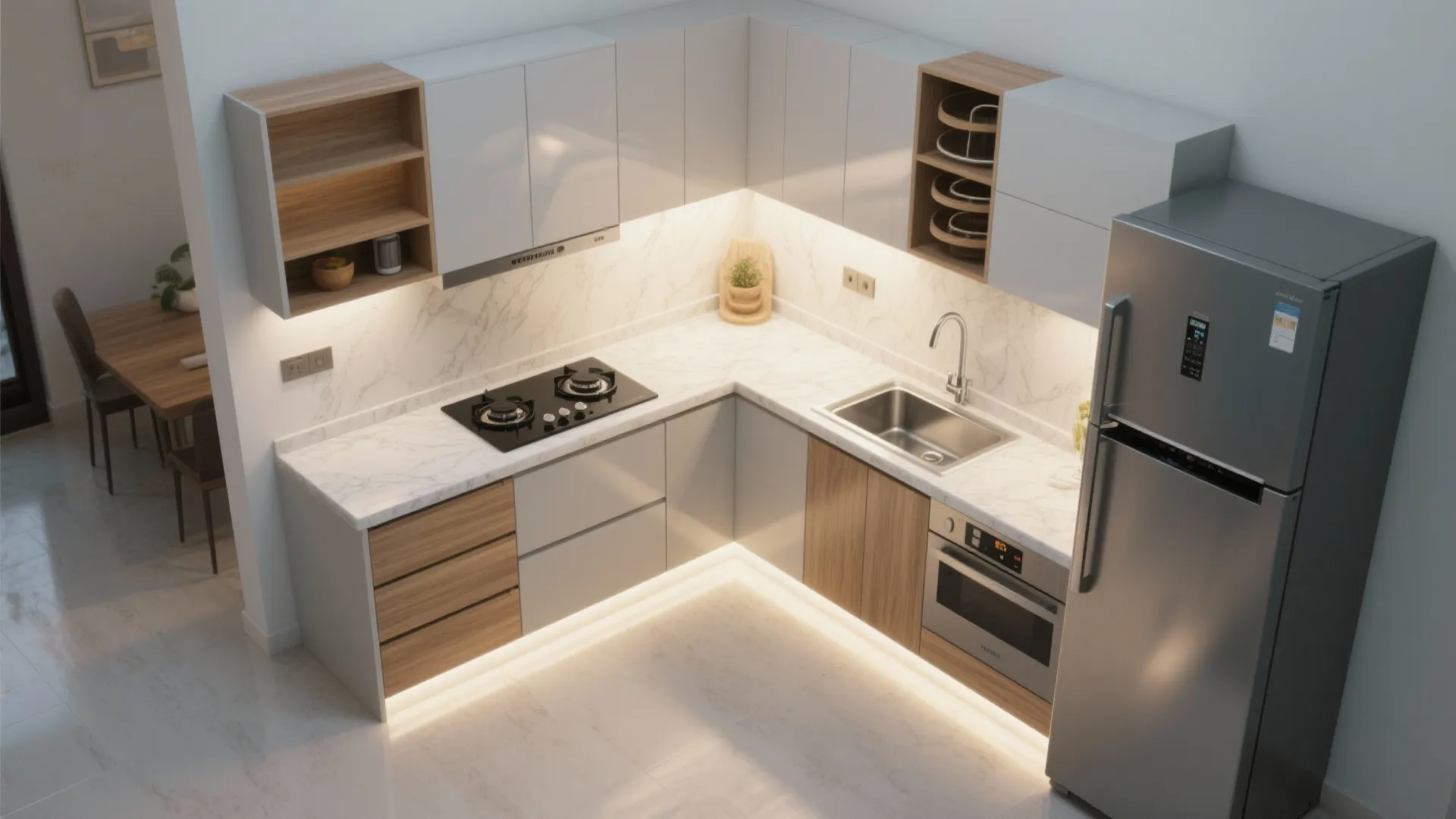 L-Shaped Small Kitchen Layout