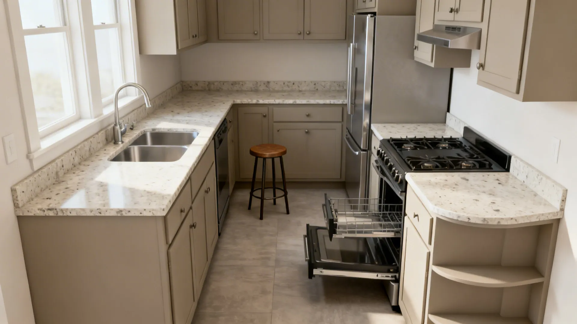 L-Shaped Layout to Free Up Counter Space