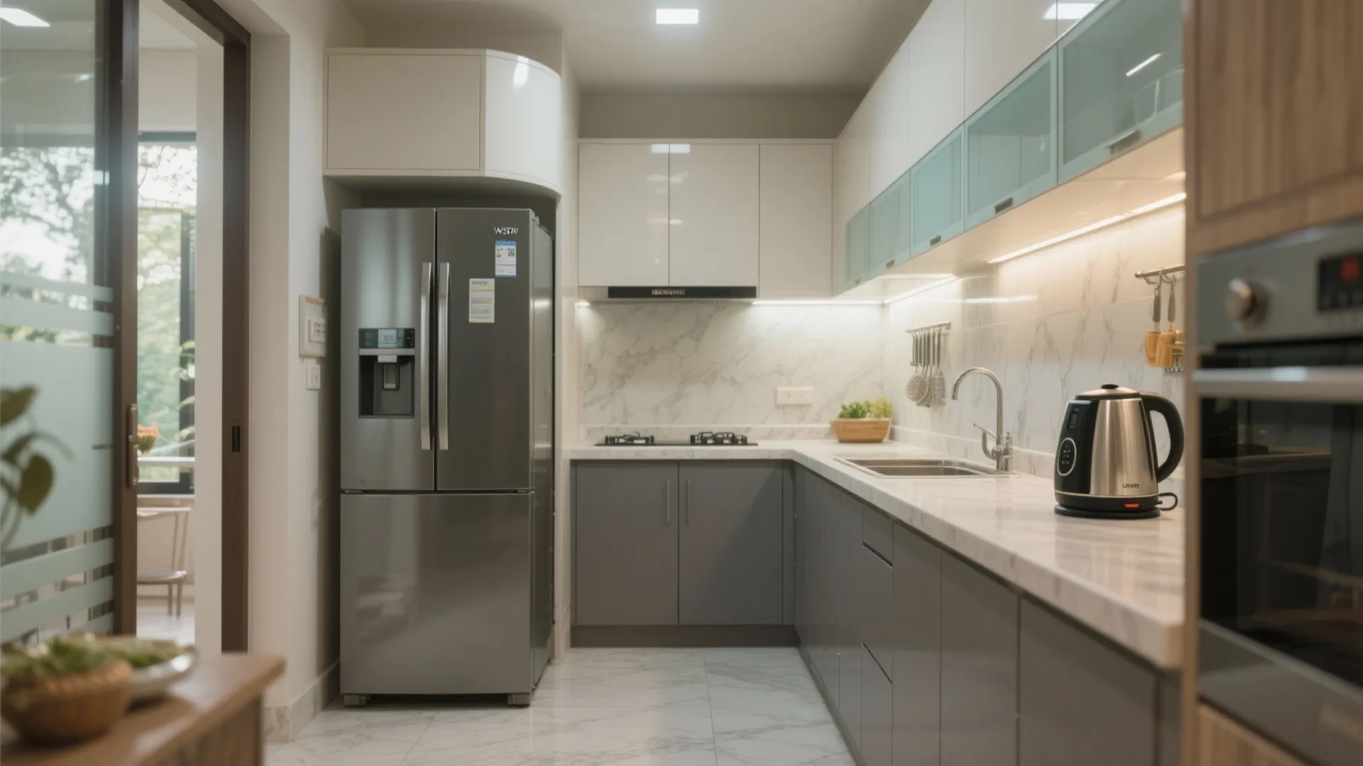 L-shaped flow with a parallel prep zone