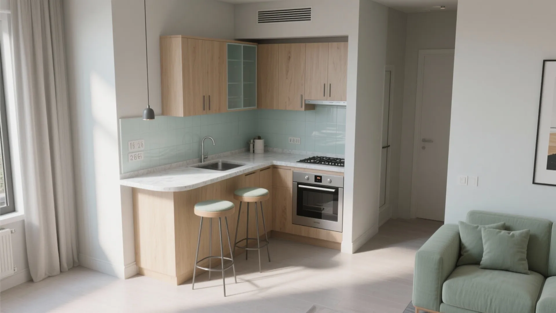 L-Shaped Micro Combo With a Slim Peninsula