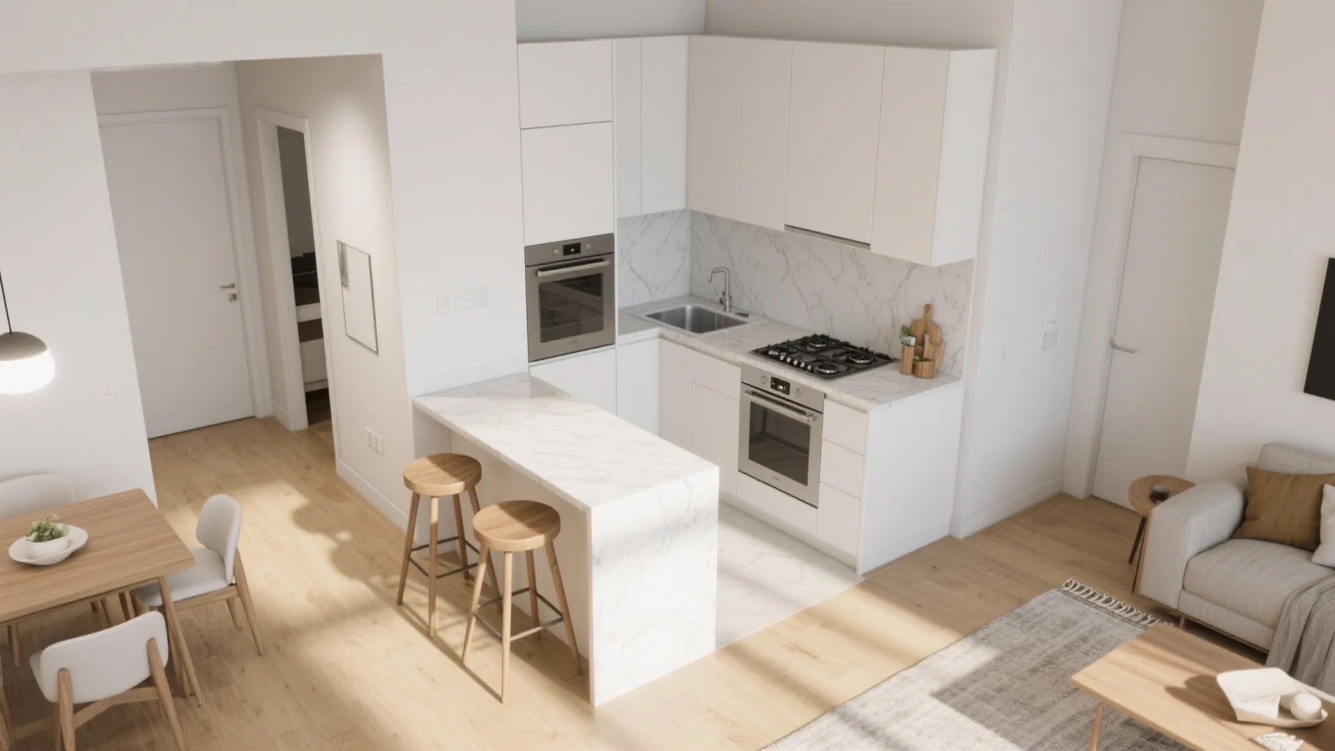 L-Shaped Layout with a Slim Peninsula