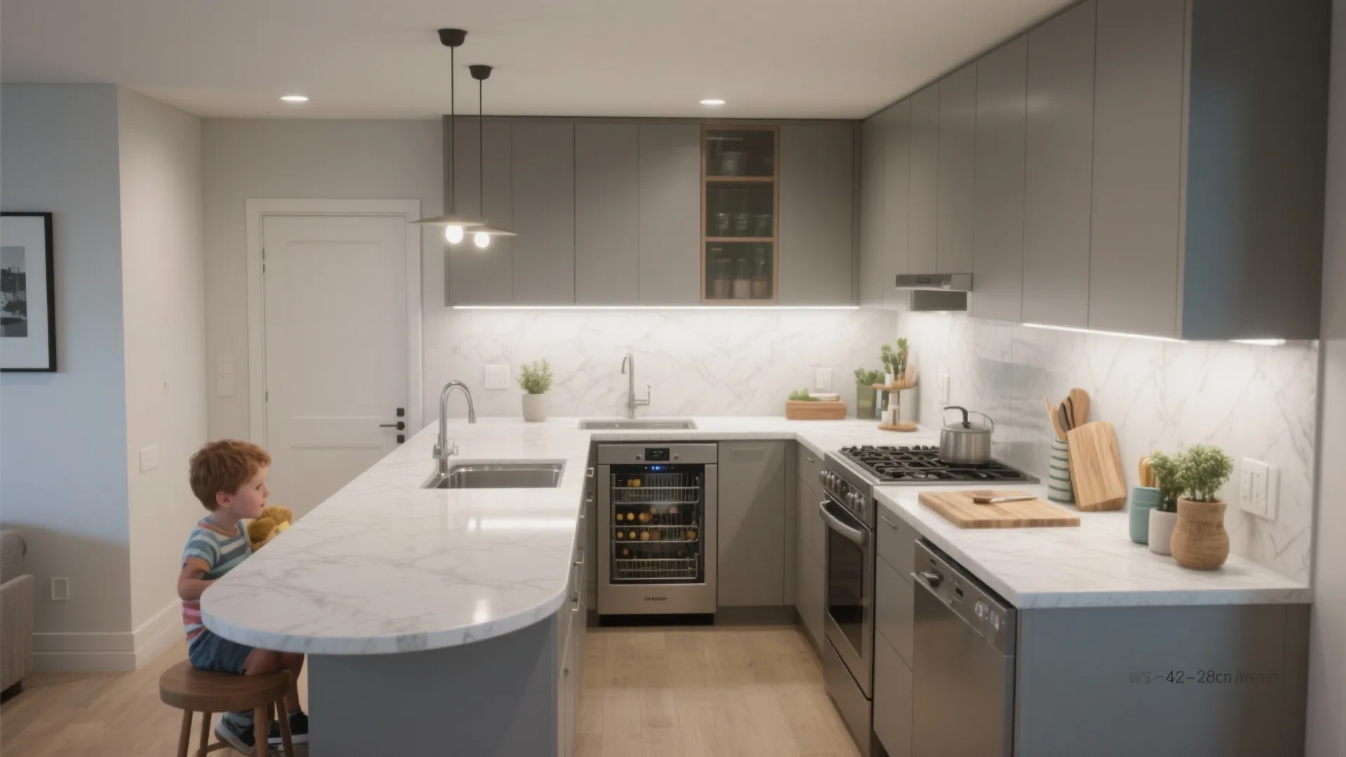 L-Shaped Layout with a Prep Peninsula