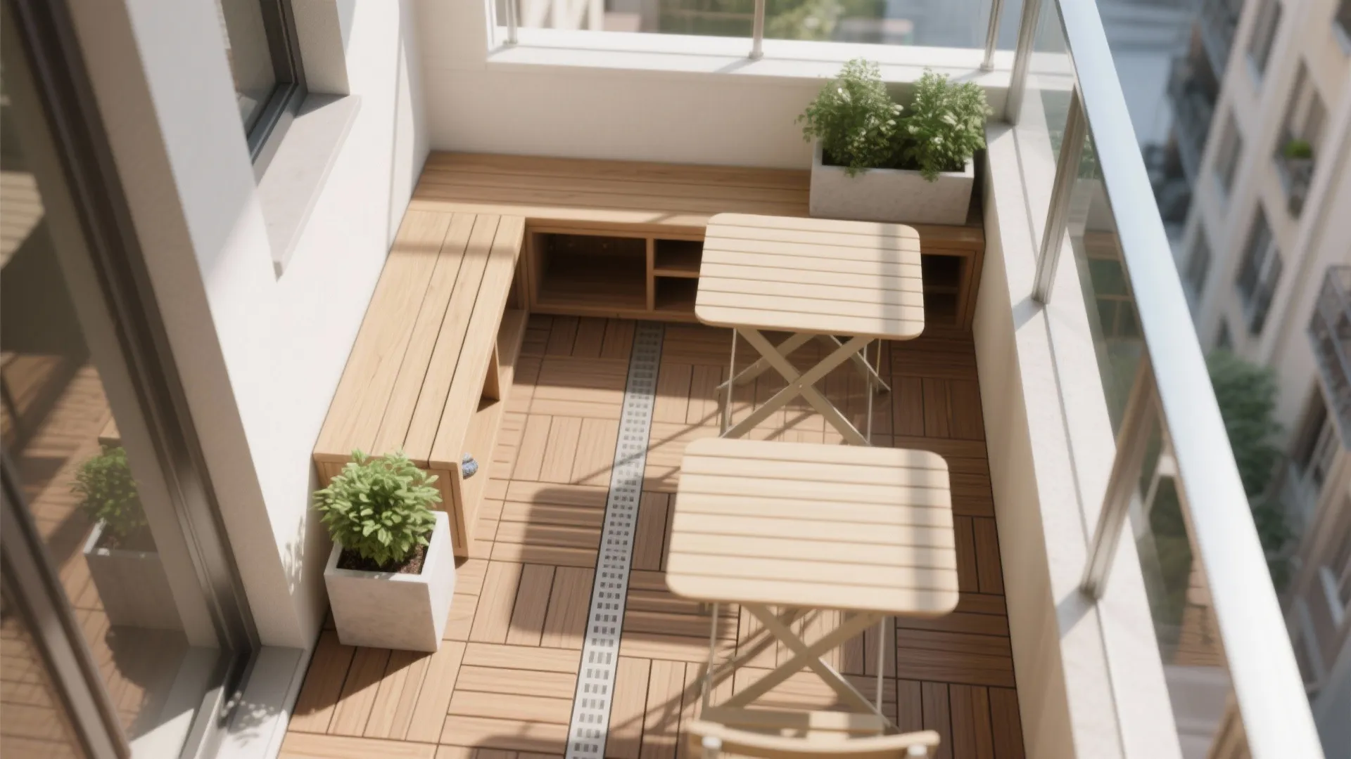 L-shaped small balcony layout