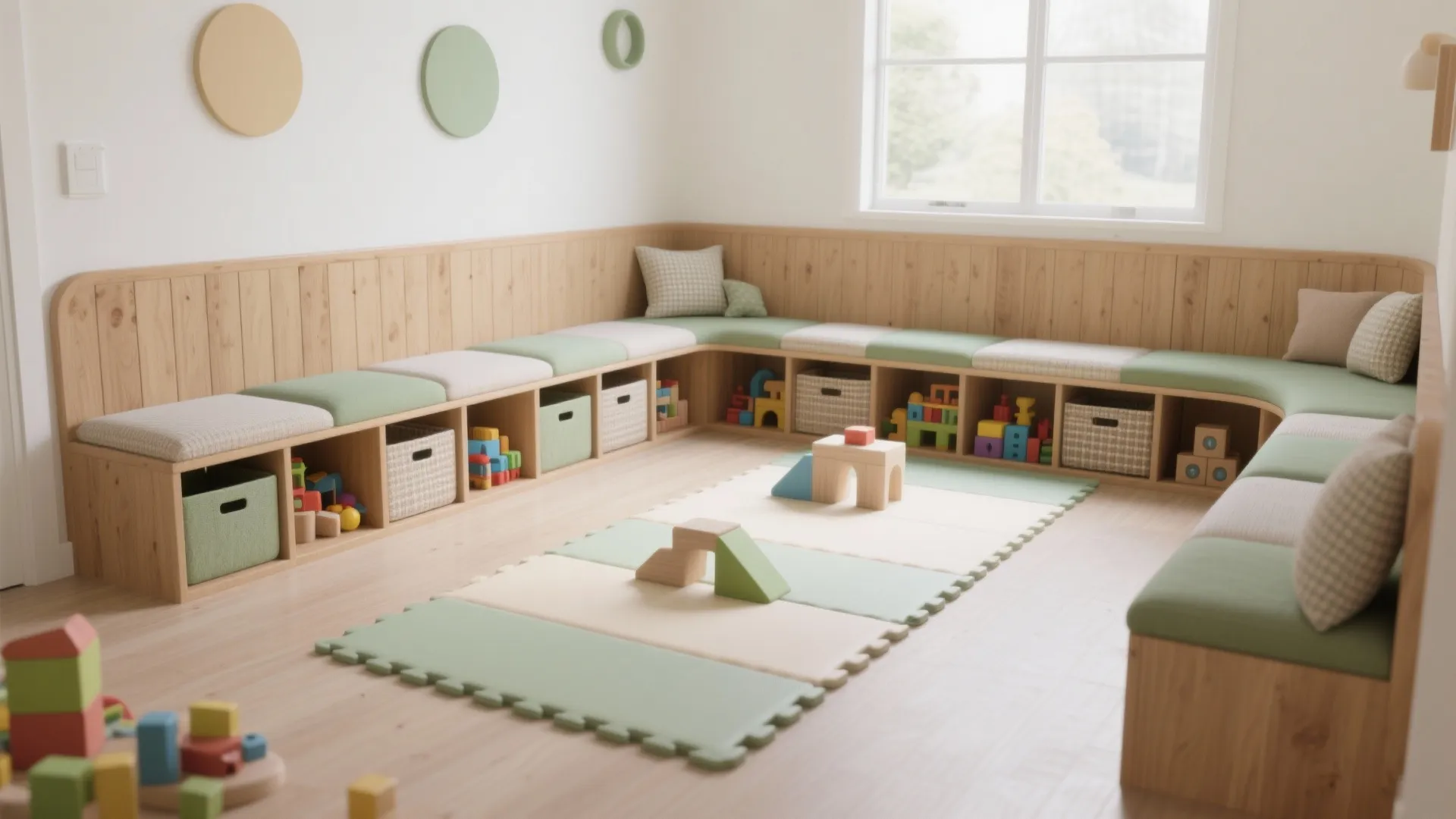 L-Shaped Active Zone with Modular Seating and Hidden Storage