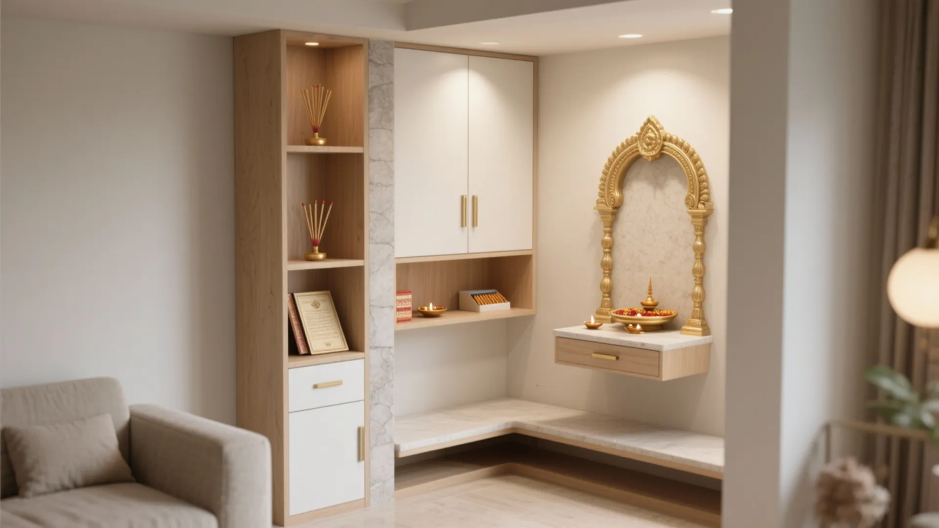 Compact L-Shaped Prayer Nook