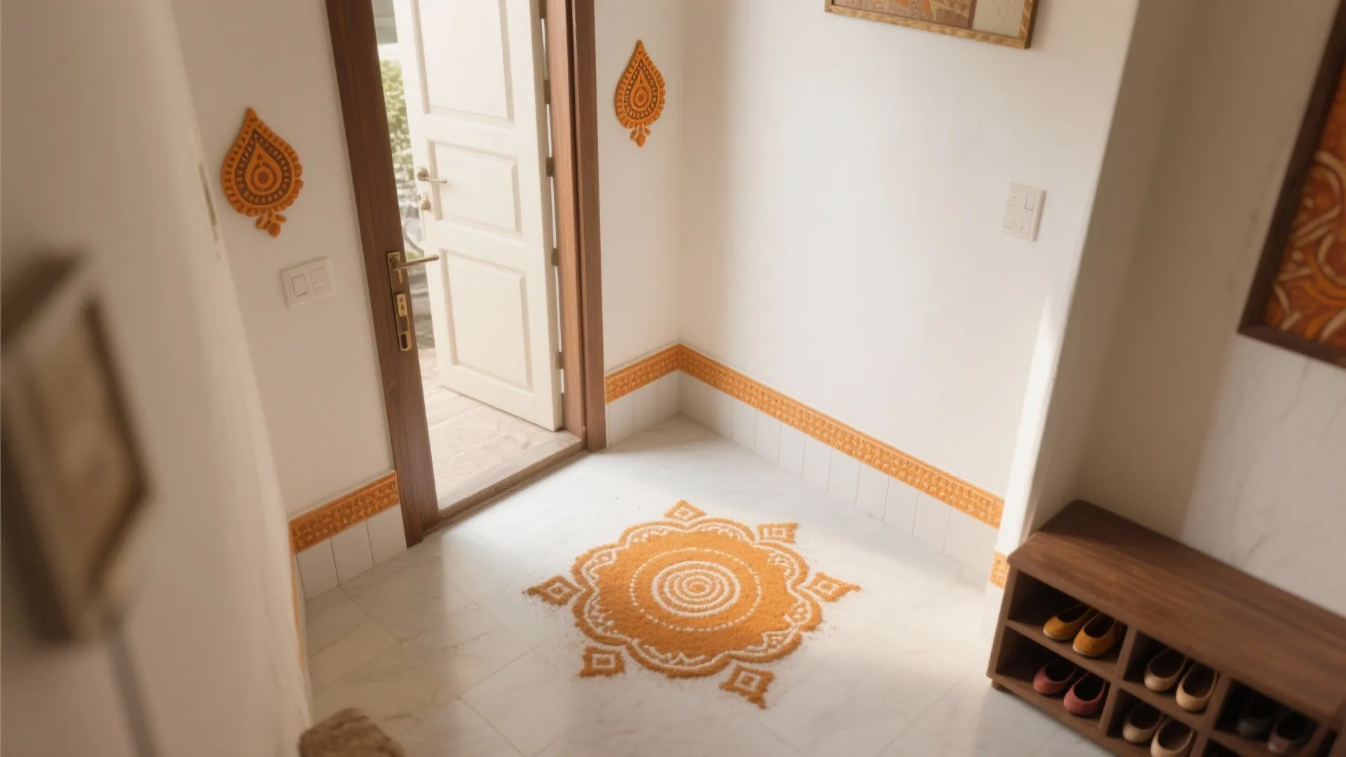 Corner-Saving L-Shape Rangoli