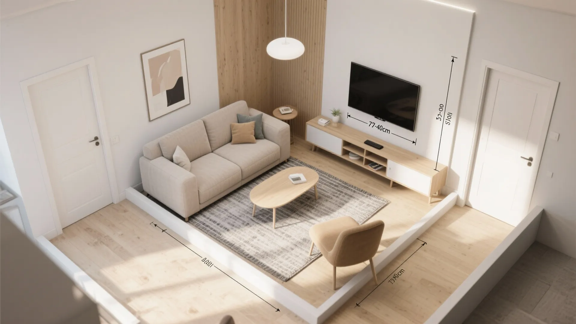 Flexible seating: compact sofa + accent chair