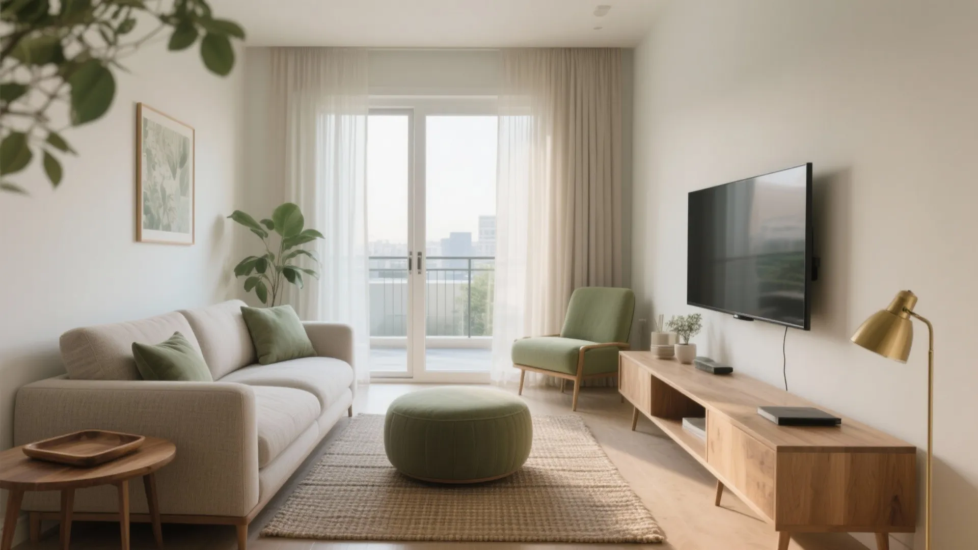 L-Shaped Seating to Frame the Screen Without Cramping