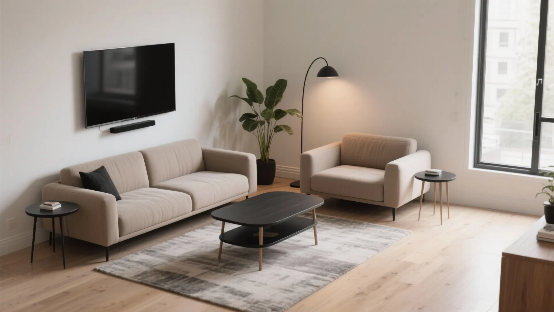 Perpendicular “L” with Two Compact Sofas