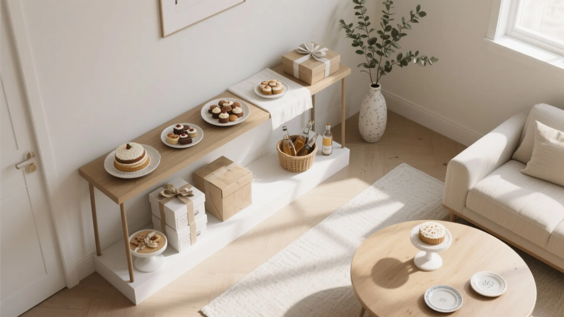 L-Shaped Dessert and Gift Station for Better Flow