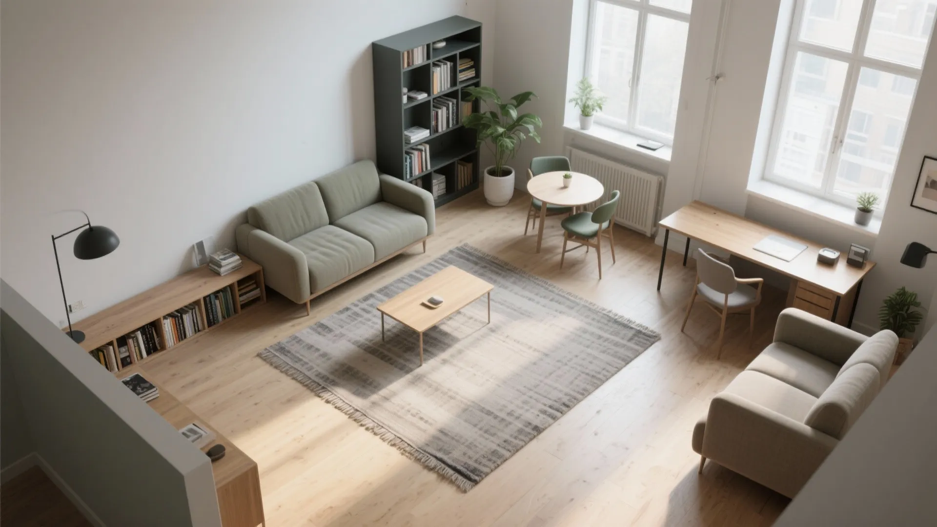 L-Shaped Multi-Zone Living (Even in a Studio)