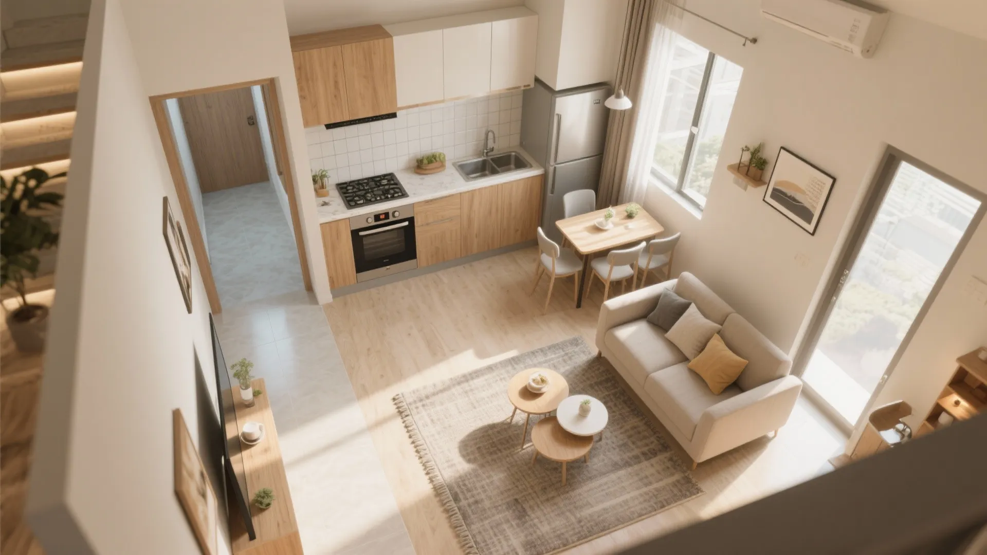 Open L-Shaped Living–Dining–Kitchen for Flow