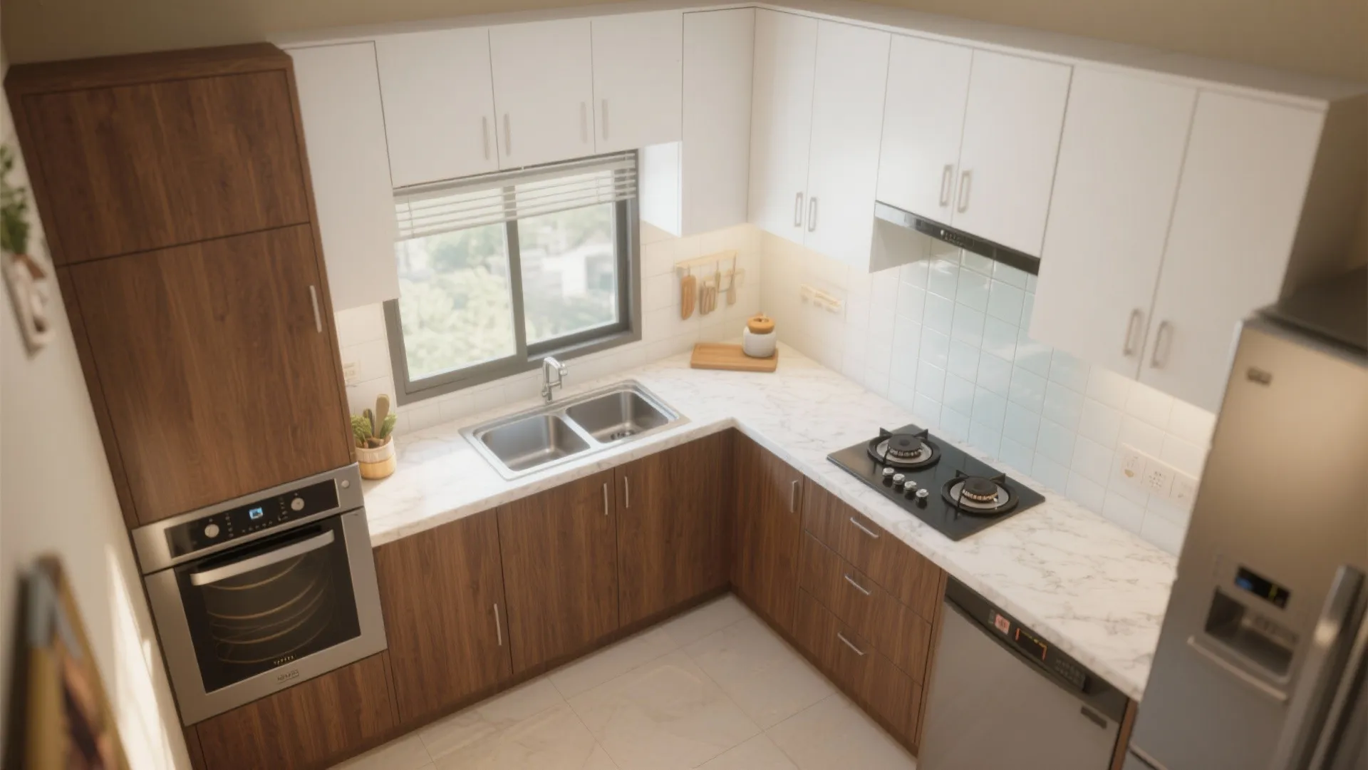 L-shaped small kitchen layout