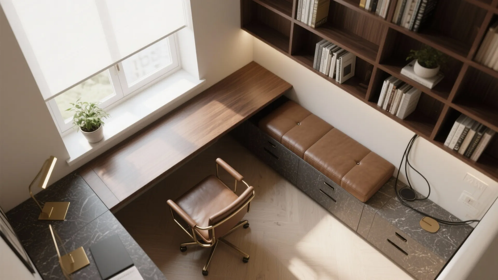 L-shaped layout with a window moment