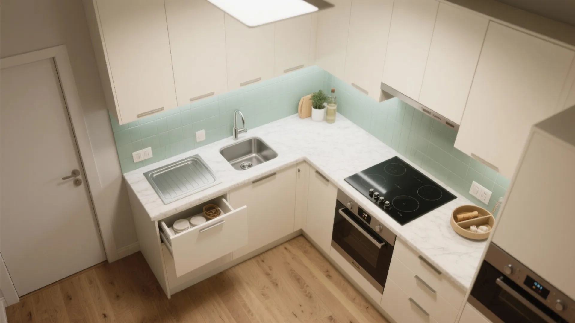 L-Shaped Layout Adds Counter Space