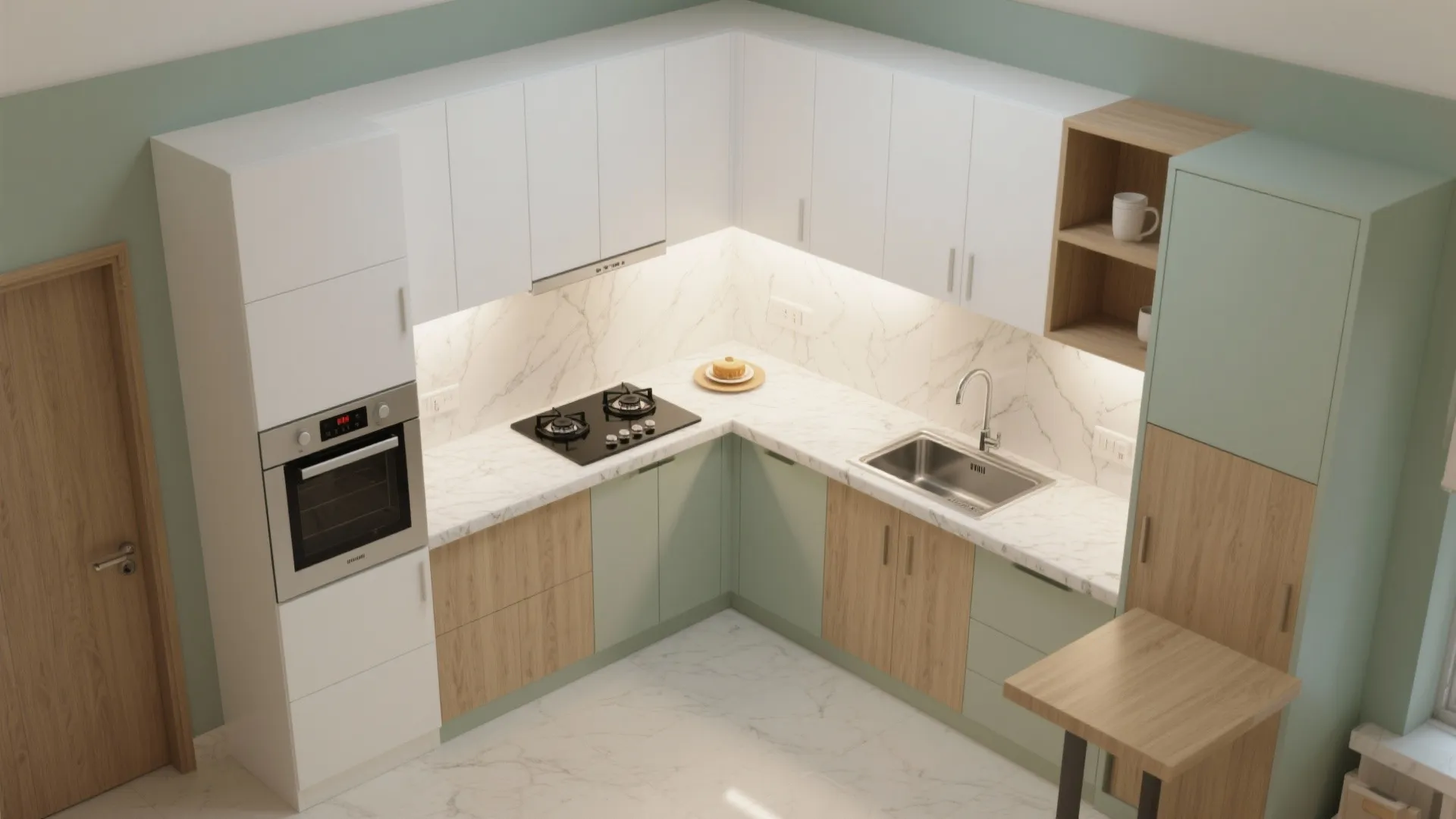 L-Shaped Layout to Free Counter Space