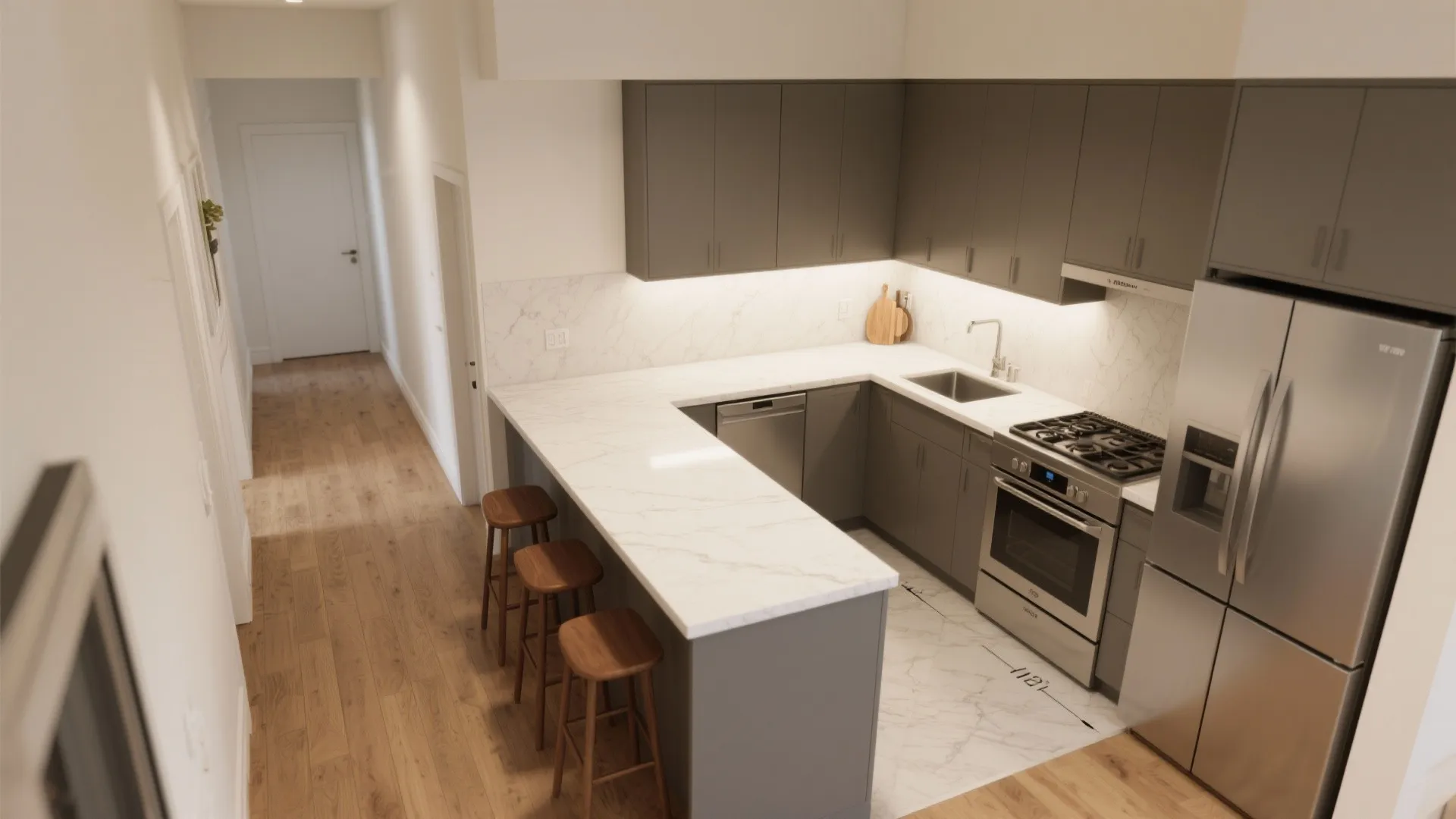 L-Shaped Layout That Frees Counter Space