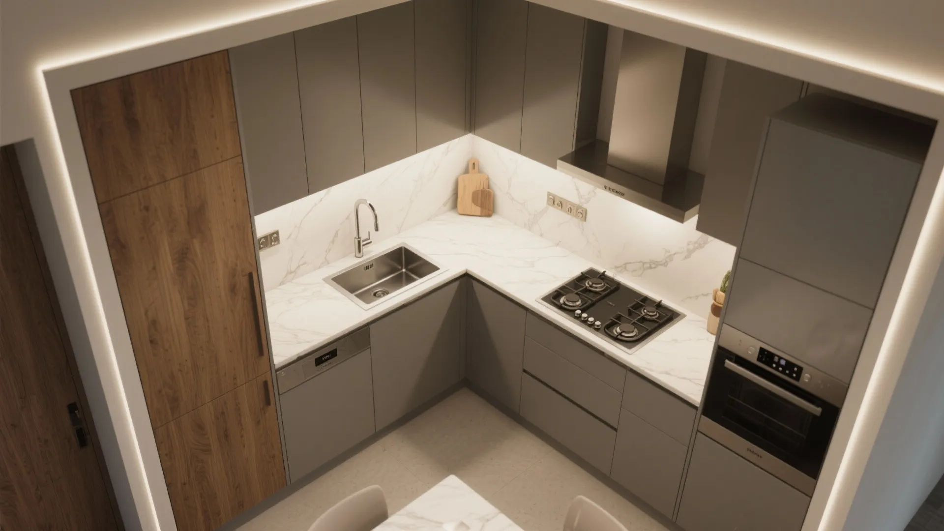 L-Shaped Layout for Small Luxury Kitchens