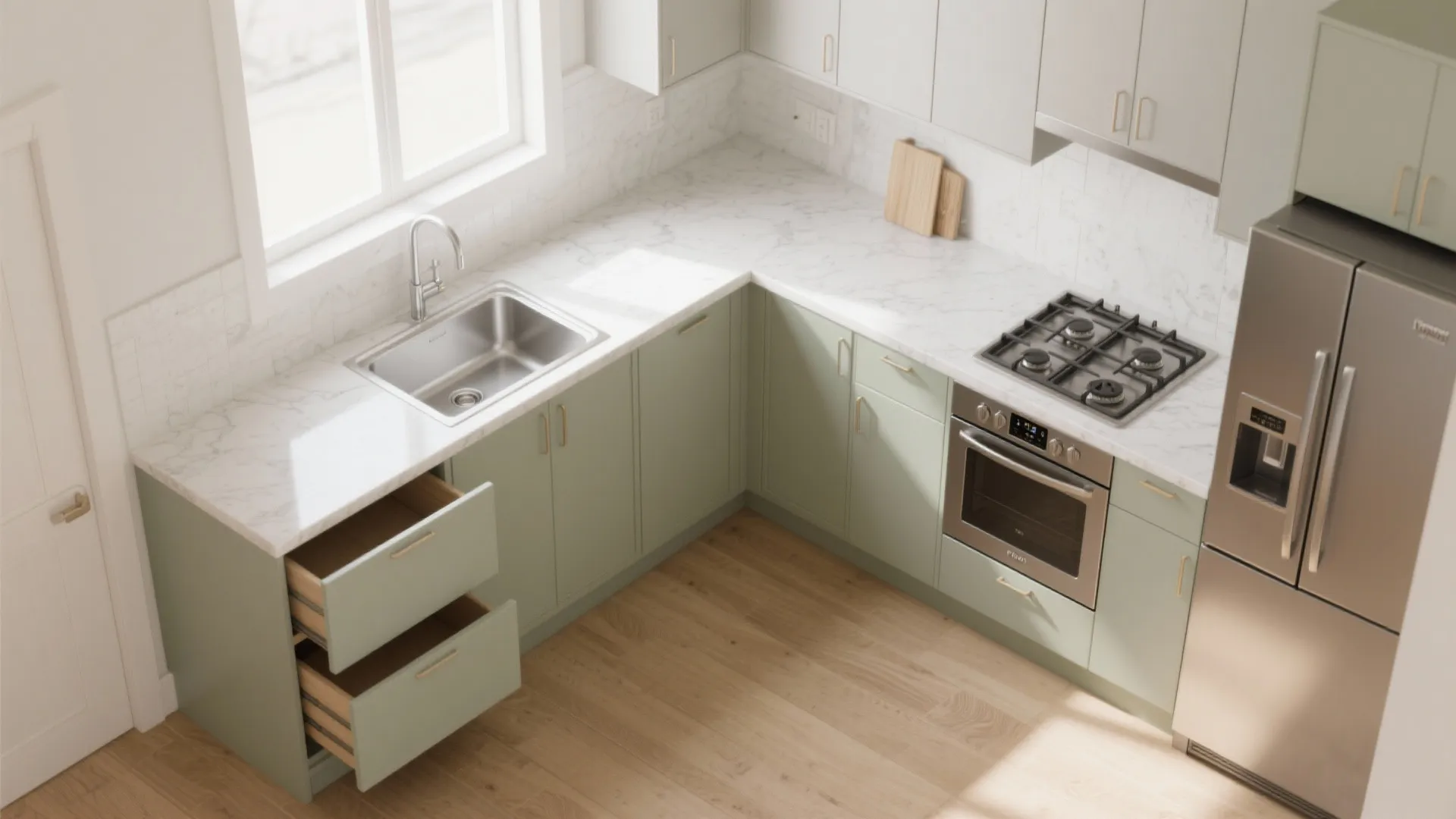 L-Shaped Small Kitchen Layout with Smarter Workflows