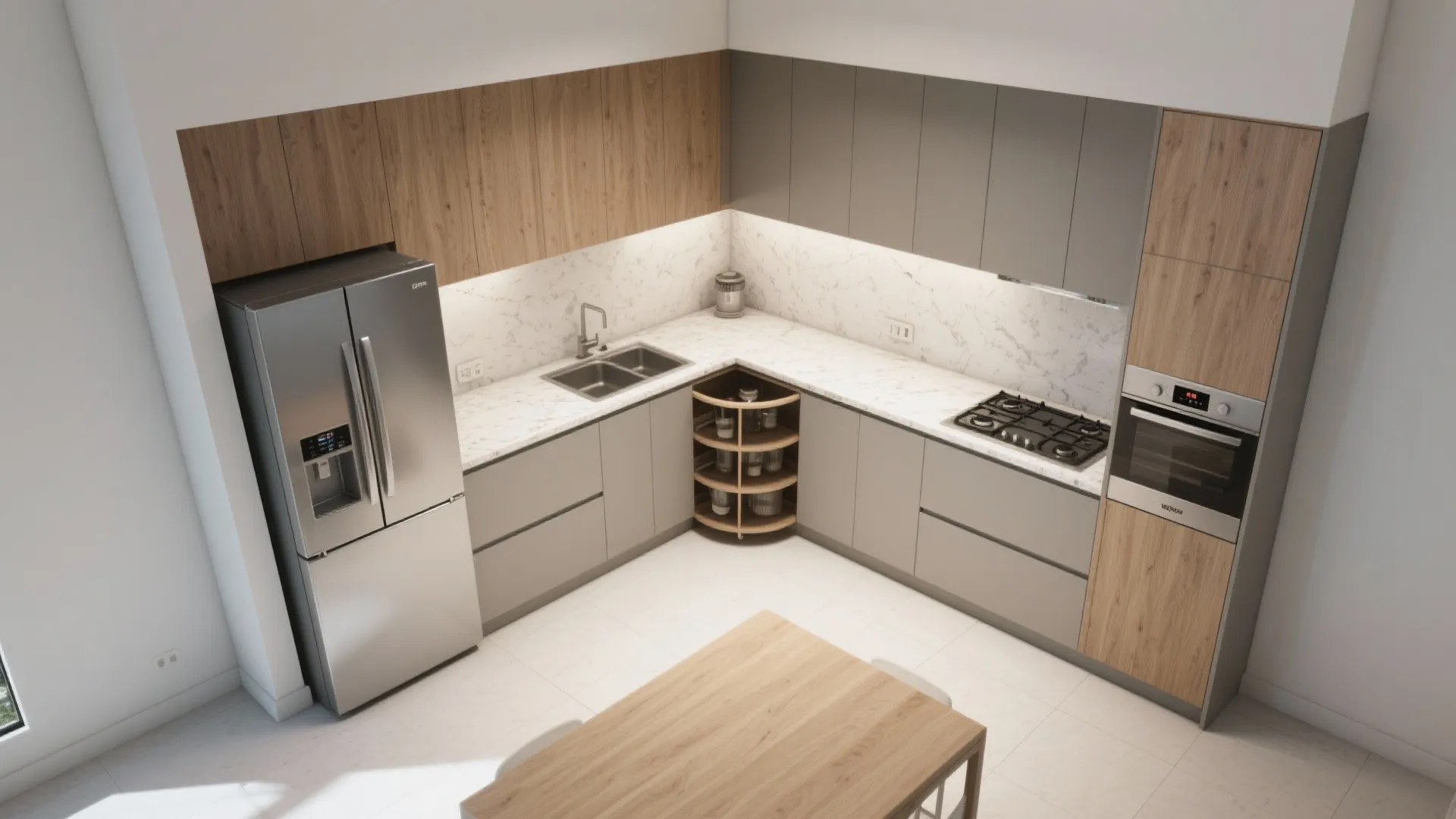 L-Shaped Layout to Reclaim Counter Space