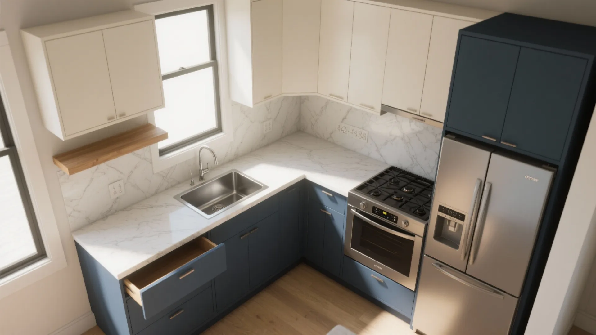L-Shaped Layout in Tiny Kitchens