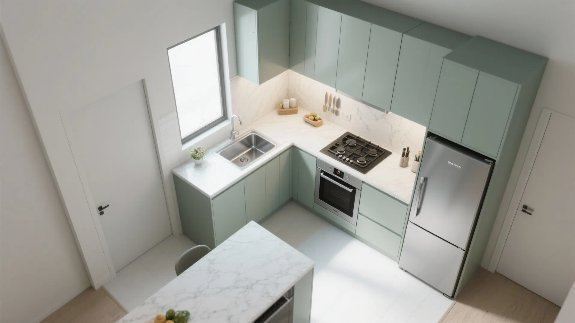 L-Shaped Small Kitchen Layout That Works Hard