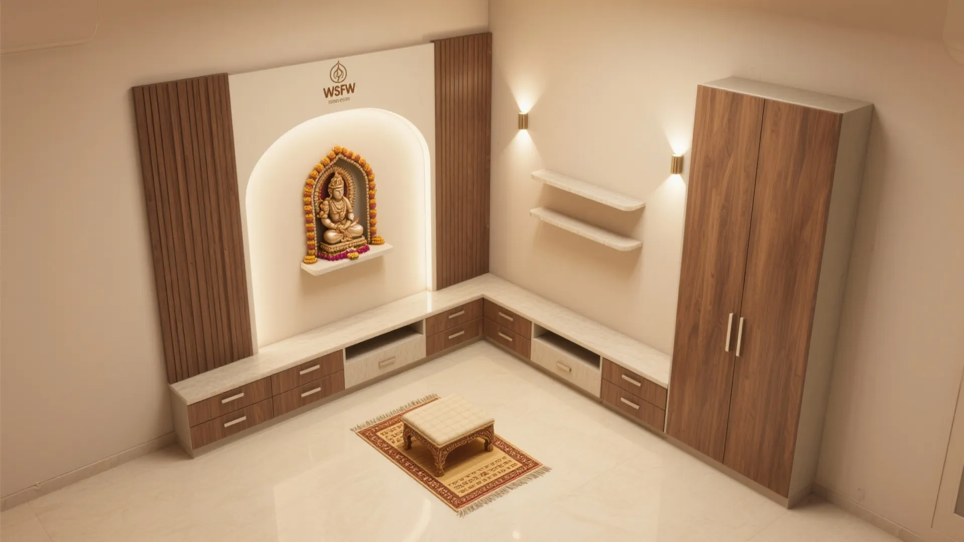 L-Shaped Wall Layout with Integrated Niche