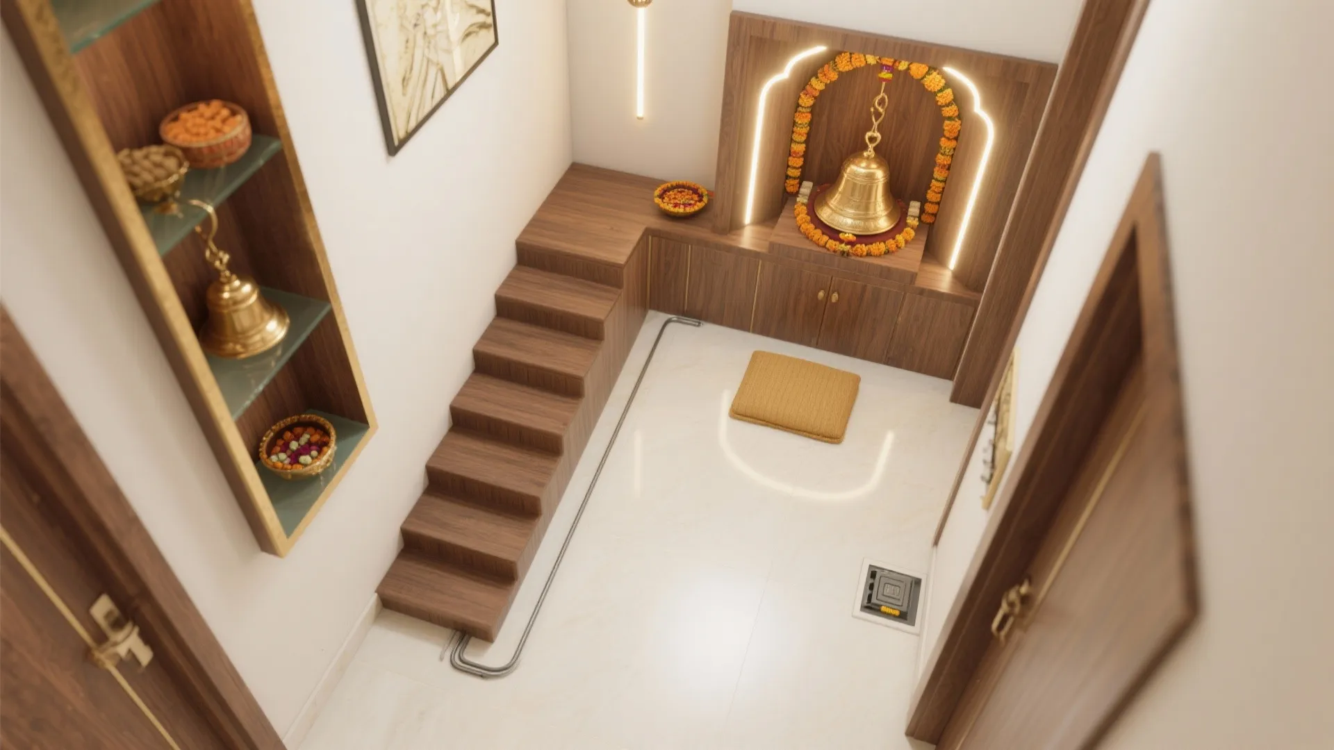 L-shaped shrine layout in a small nook