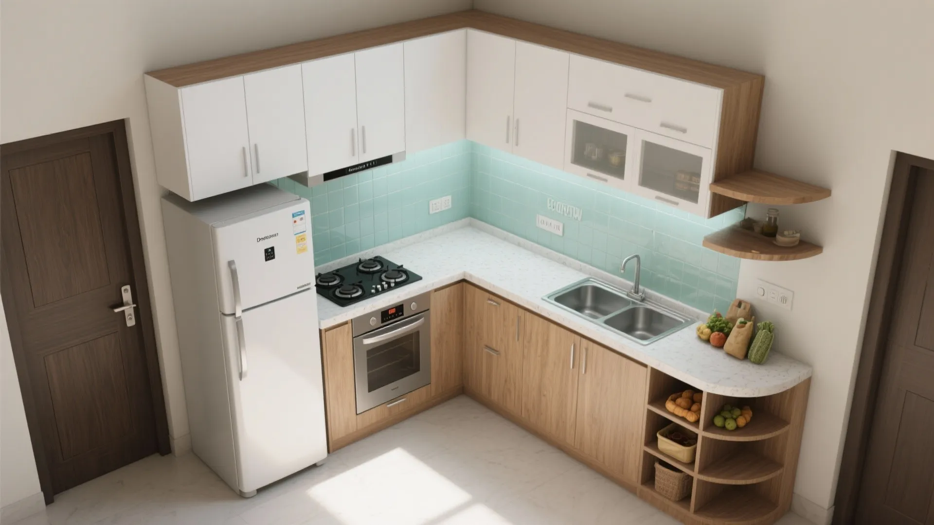 Efficient L-shaped kitchen for a smoother work triangle