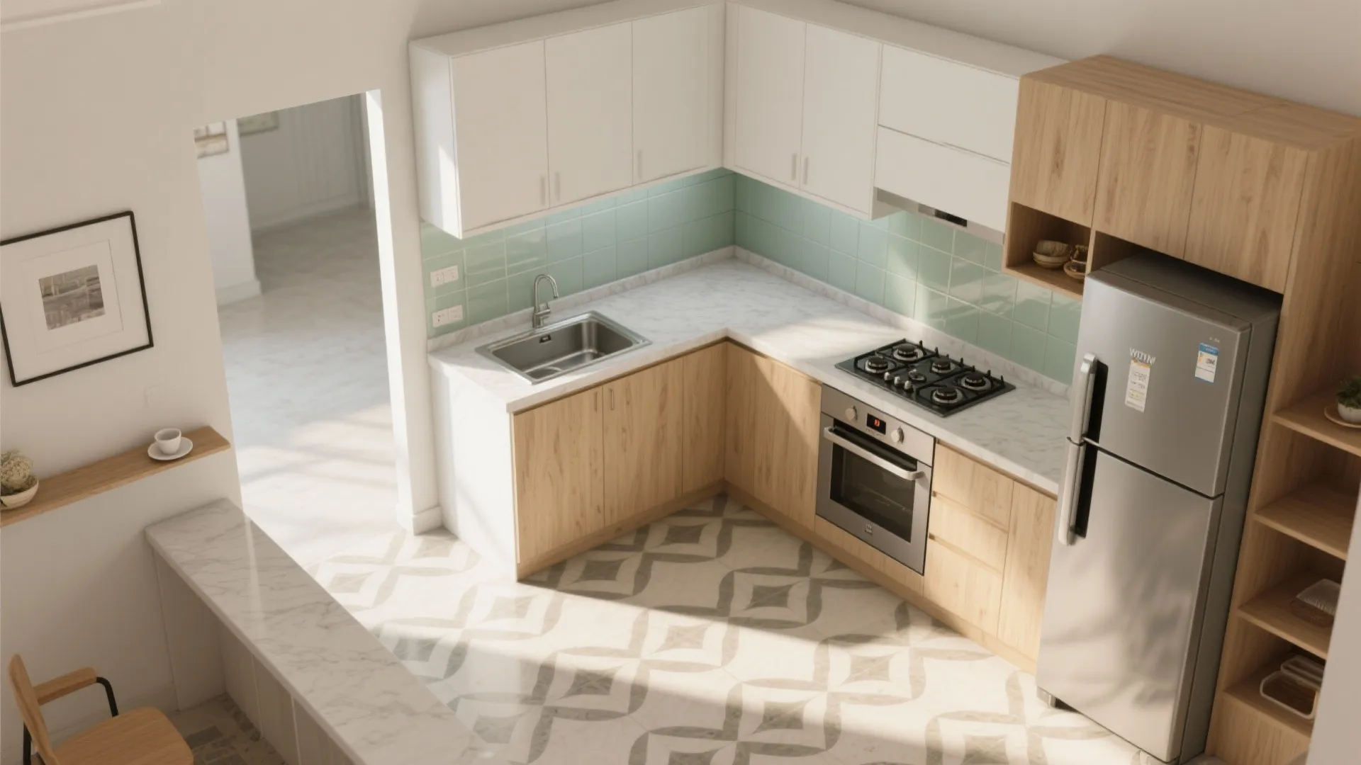 Compact L-Shape: Flow, Triangle, and Fewer Traffic Jams