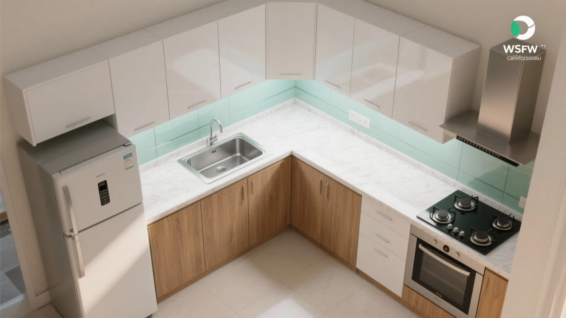 L-shaped small kitchen layout: flow without wasted steps