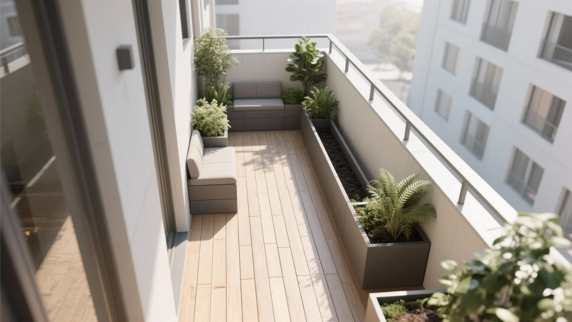 L-Shaped Planter Layout for Flow