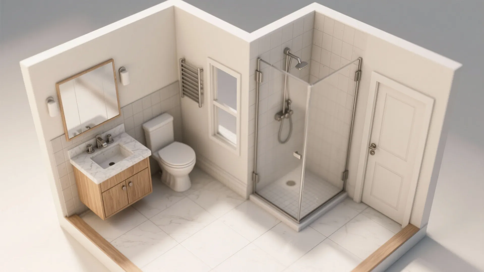 L-shaped layout that clears the middle