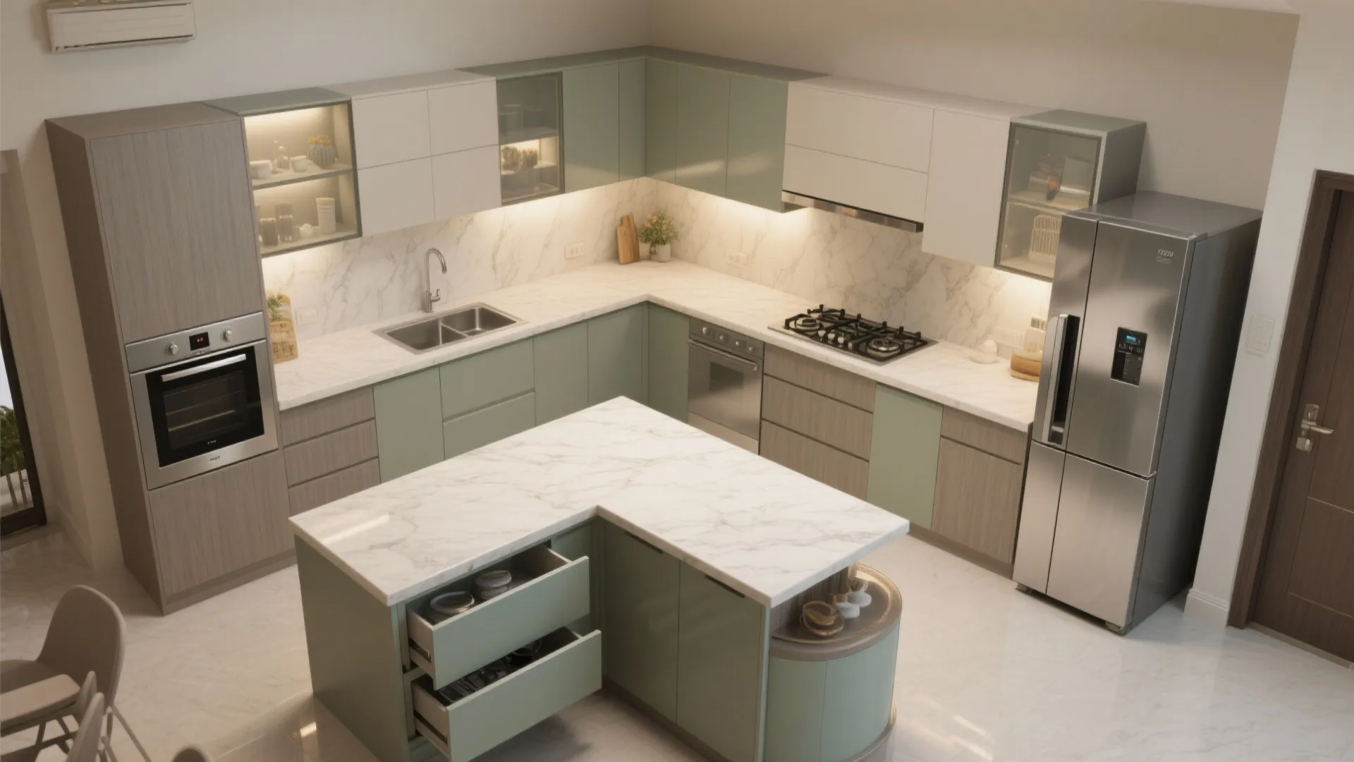 L-shaped kitchen planning for more usable counter space