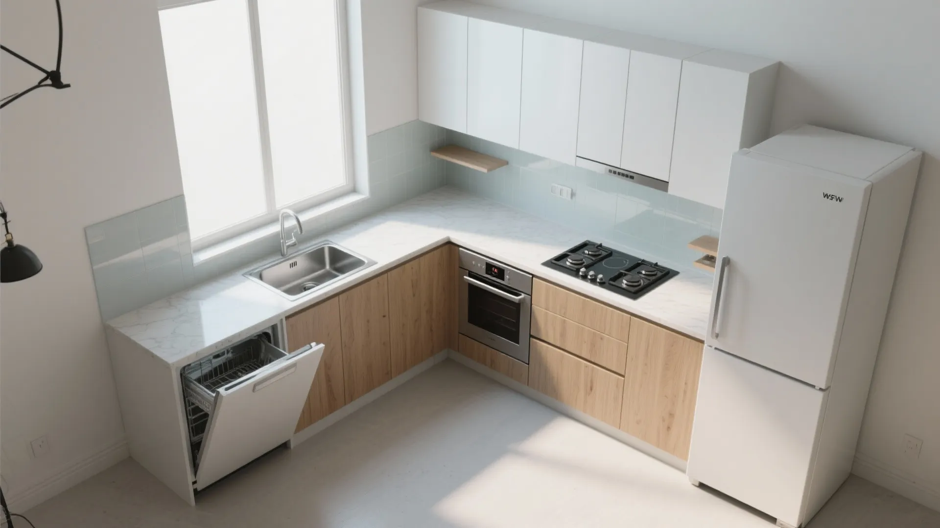 L-shaped small kitchen layout done right